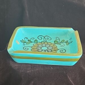 VINTAGE Turquoise and Green Decorative Tray
